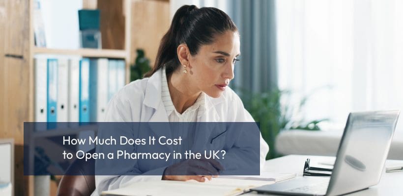 laptop-doctor-pharmacy pharmacy owner reviewing startup costs documents laptop